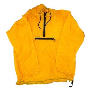 Vintage Y2K Gap Anorak Hoodie Windbreaker Size XL Yellow 1/4 Zip Packable Jacket